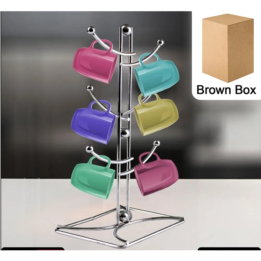 6-Cup Tree Chrome Wire Stand Holder
