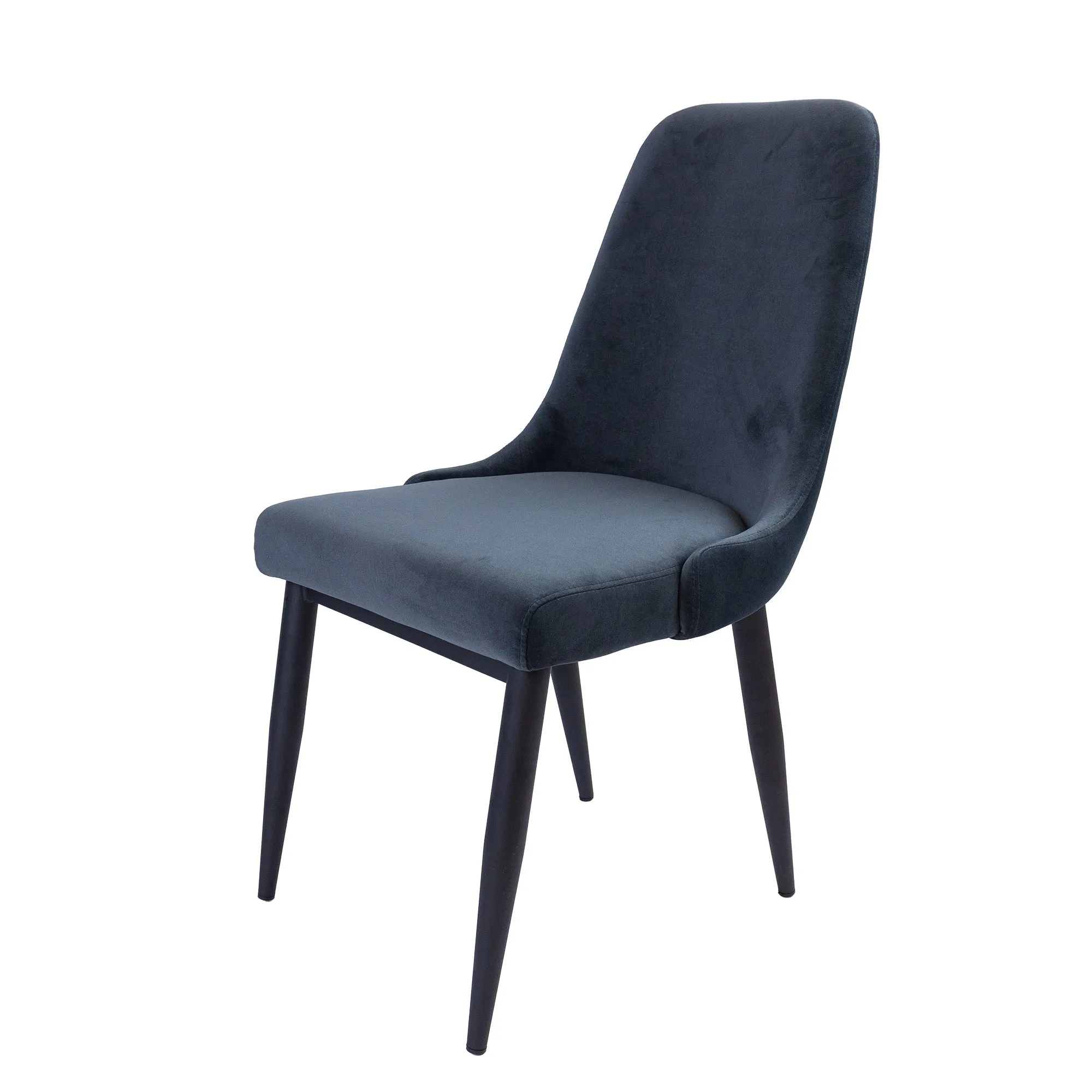 6pc Velvet Upholstered Dining Chairs, Metal Frame - Charcoal