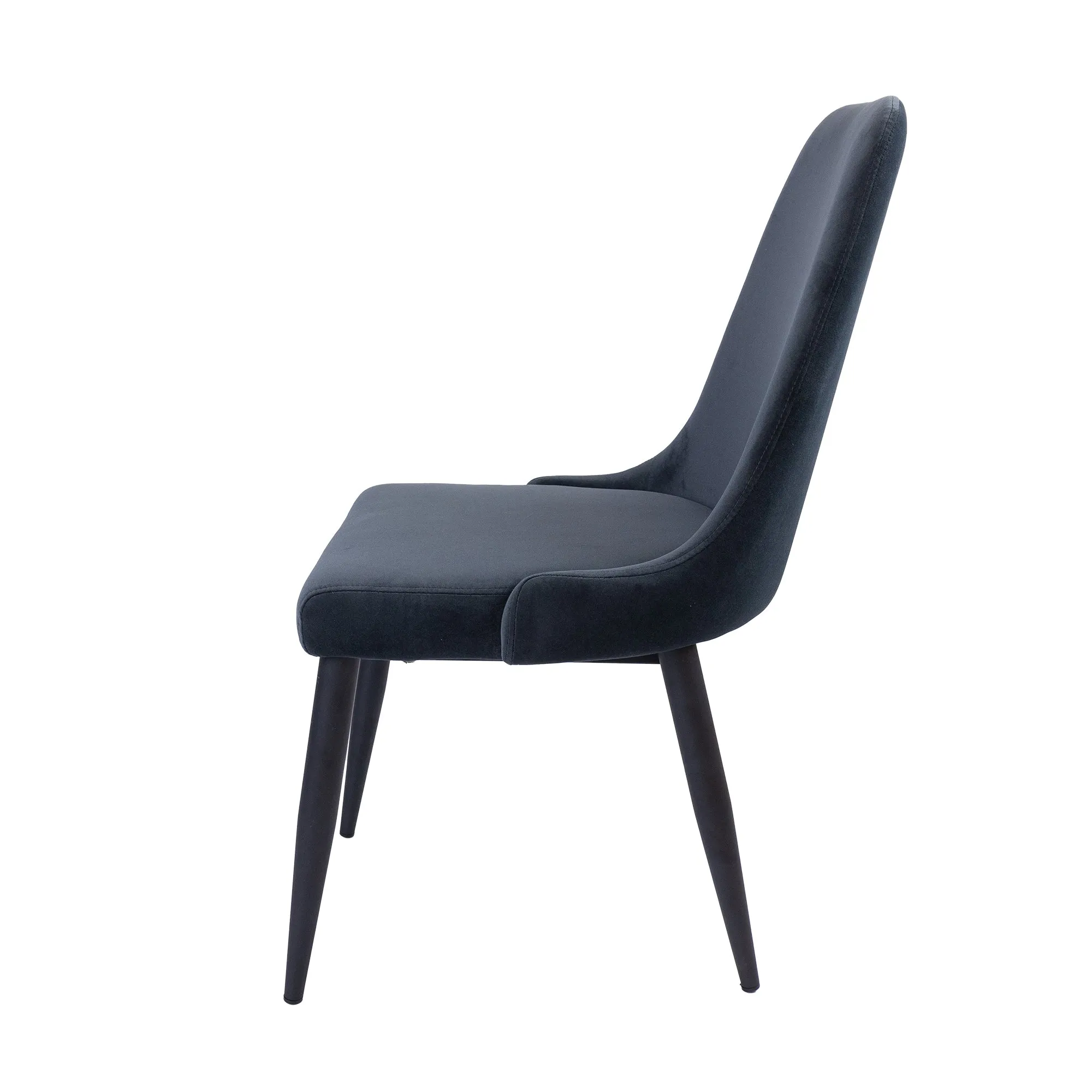 6pc Velvet Upholstered Dining Chairs, Metal Frame - Charcoal