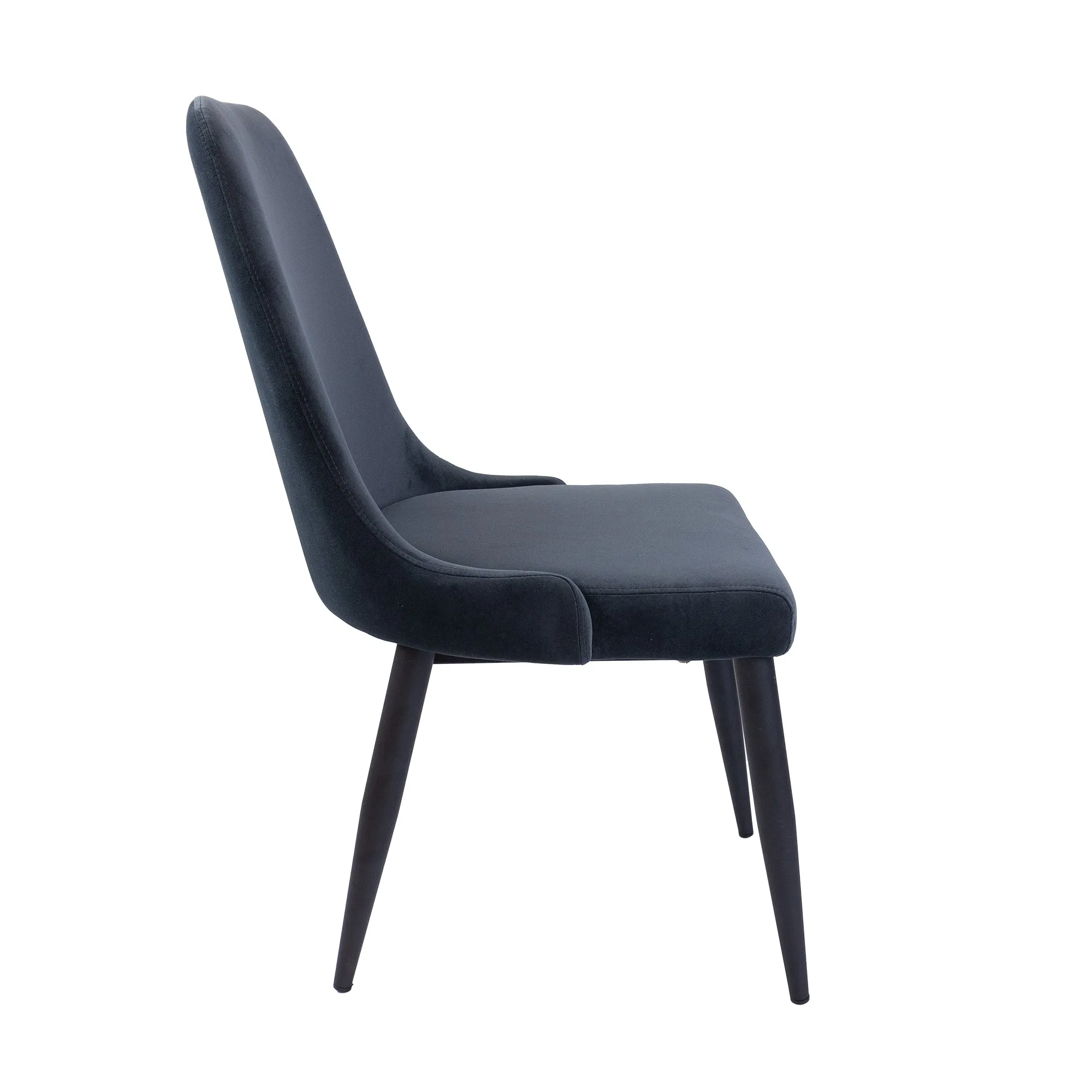 6pc Velvet Upholstered Dining Chairs, Metal Frame - Charcoal