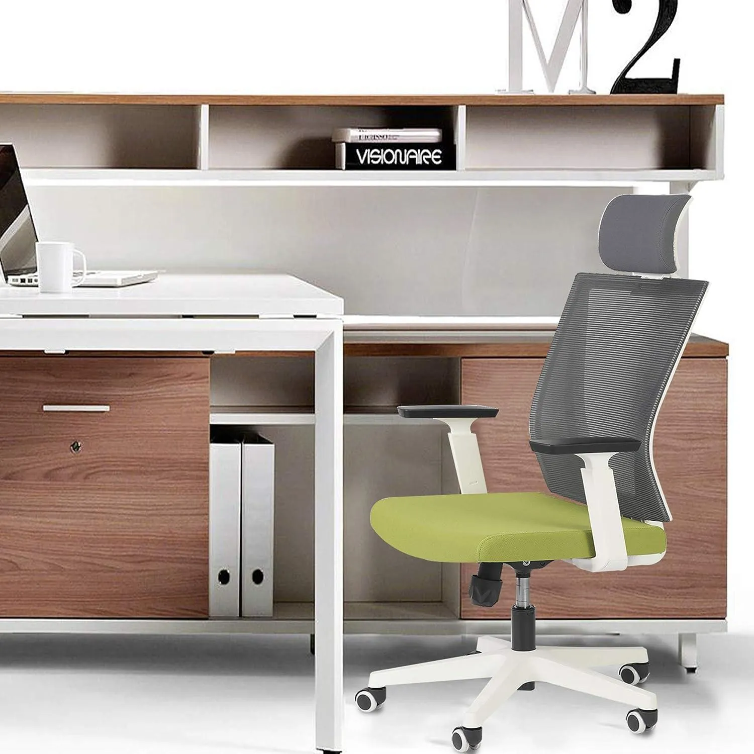 Adjustable Office Mesh Chairs Ergonomic Desk Chairs with Lumbar Support Armrest Headrest, High Back