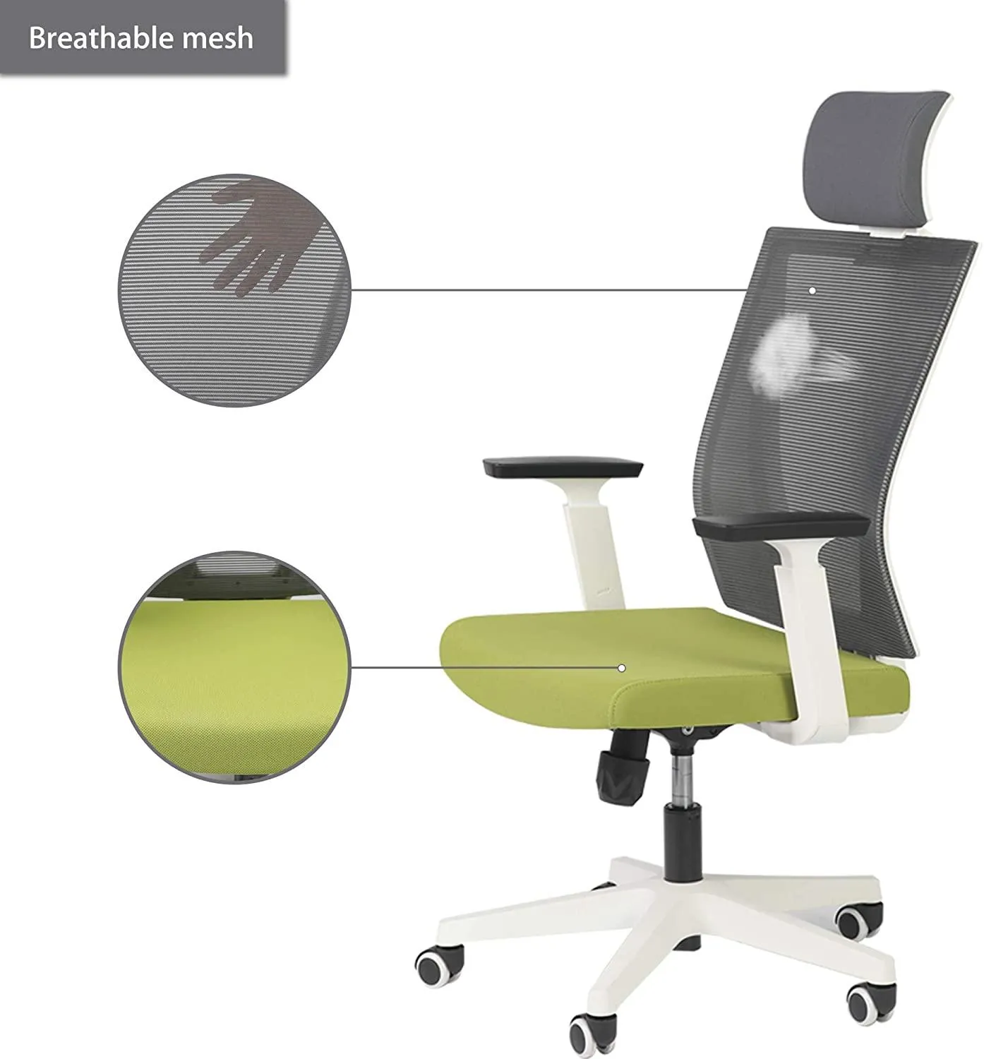 Adjustable Office Mesh Chairs Ergonomic Desk Chairs with Lumbar Support Armrest Headrest, High Back