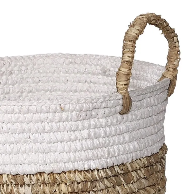 Basket Melly Includes 3 Baskets 14.25x16 11.5x14.5 & 16.25x19 Inches Natural/White Seagrass/Cotton