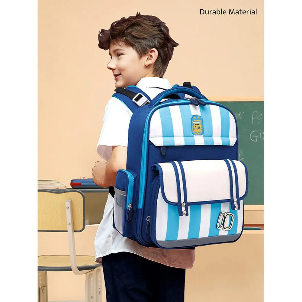 Blue Bold Stripes Insulated Lunchbag  & Ergonomic School Backpack for Kids