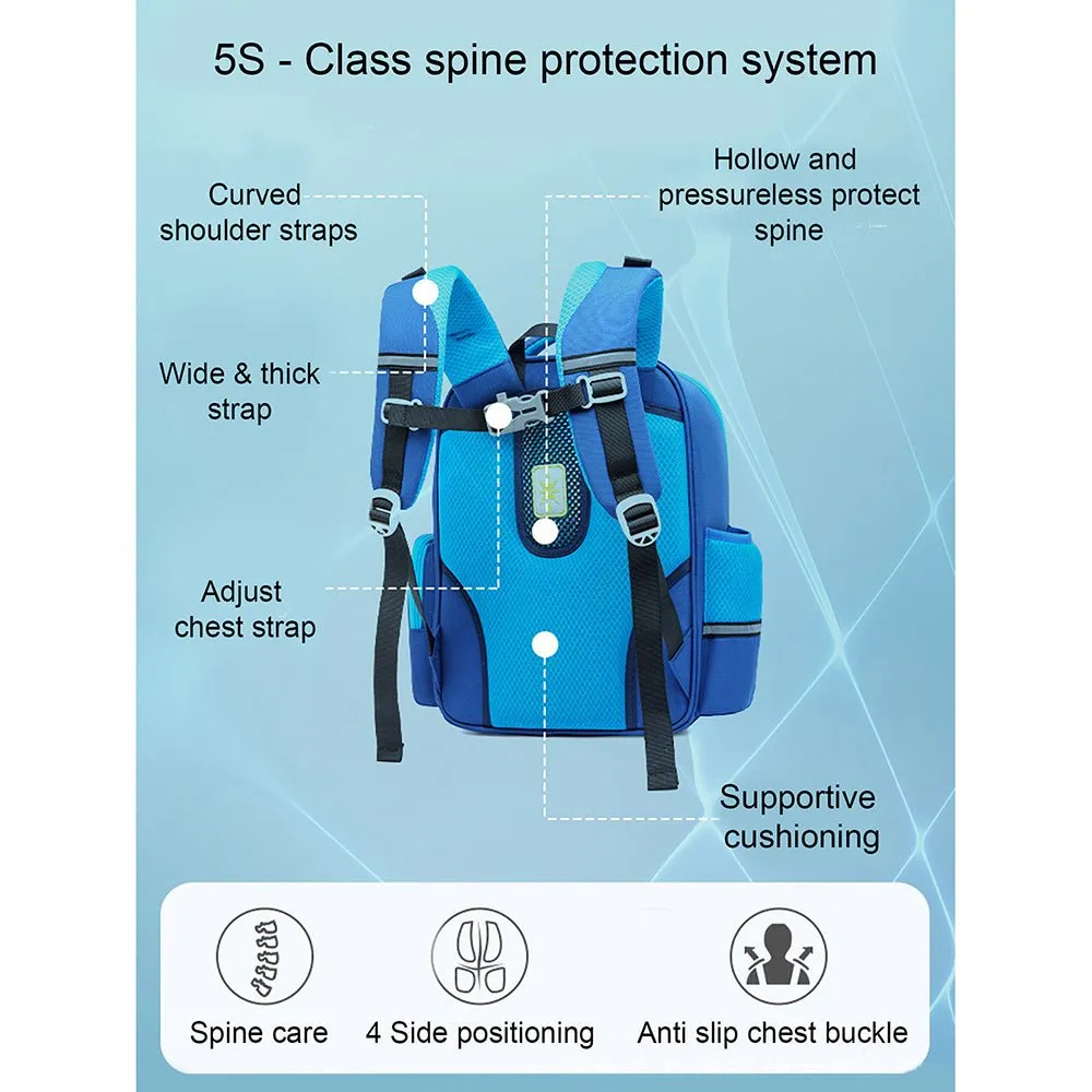 Blue Bold Stripes Insulated Lunchbag  & Ergonomic School Backpack for Kids