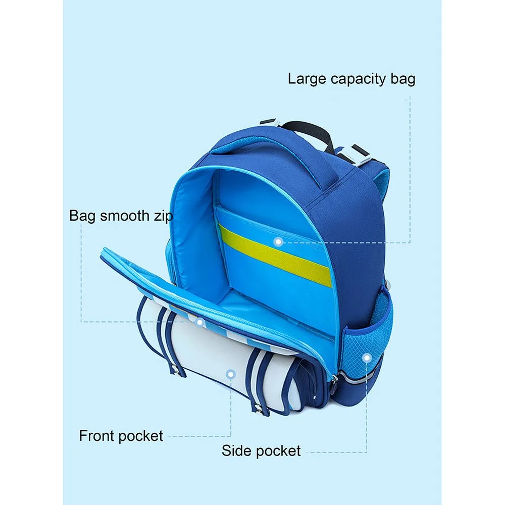 Blue Bold Stripes Insulated Lunchbag  & Ergonomic School Backpack for Kids