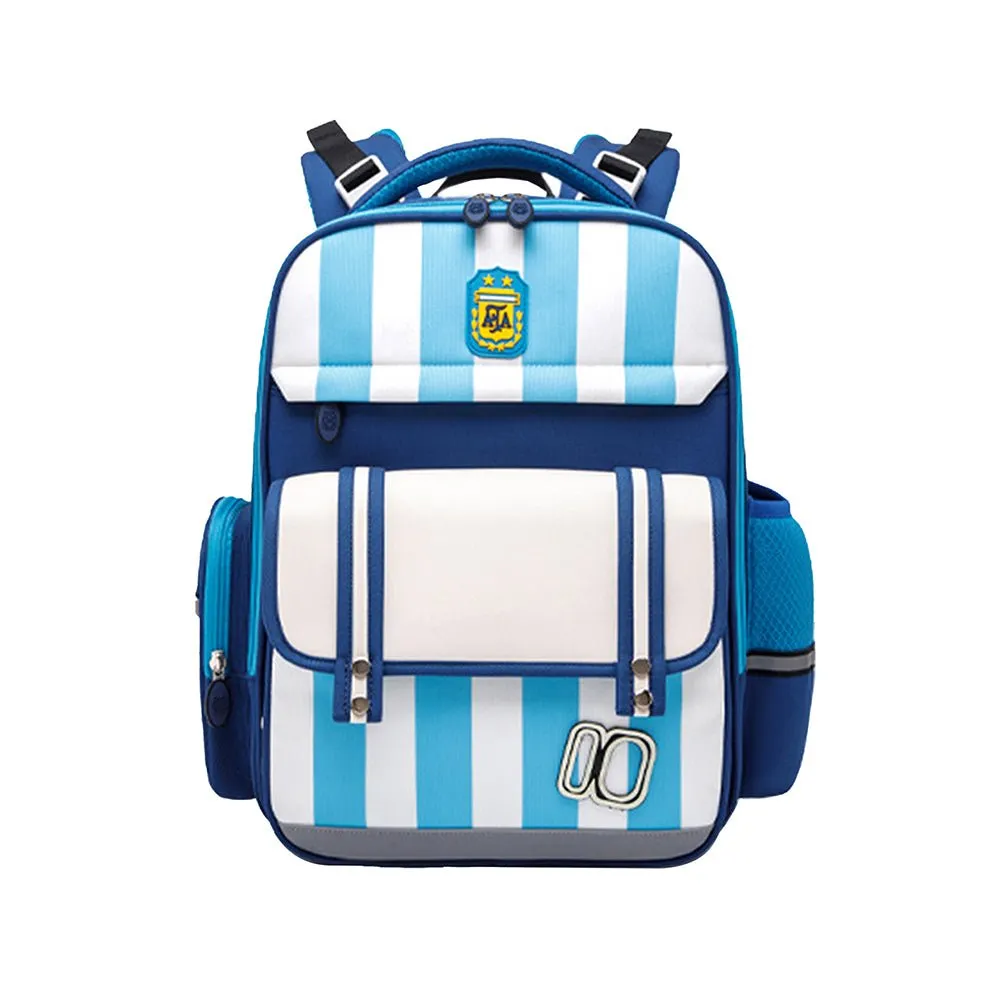 Blue Bold Stripes Insulated Lunchbag  & Ergonomic School Backpack for Kids