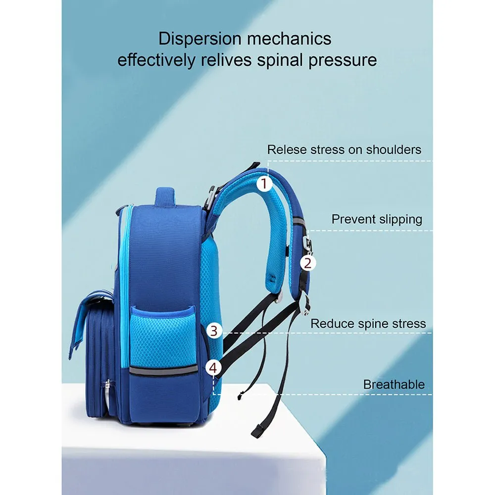 Blue Bold Stripes Insulated Lunchbag  & Ergonomic School Backpack for Kids