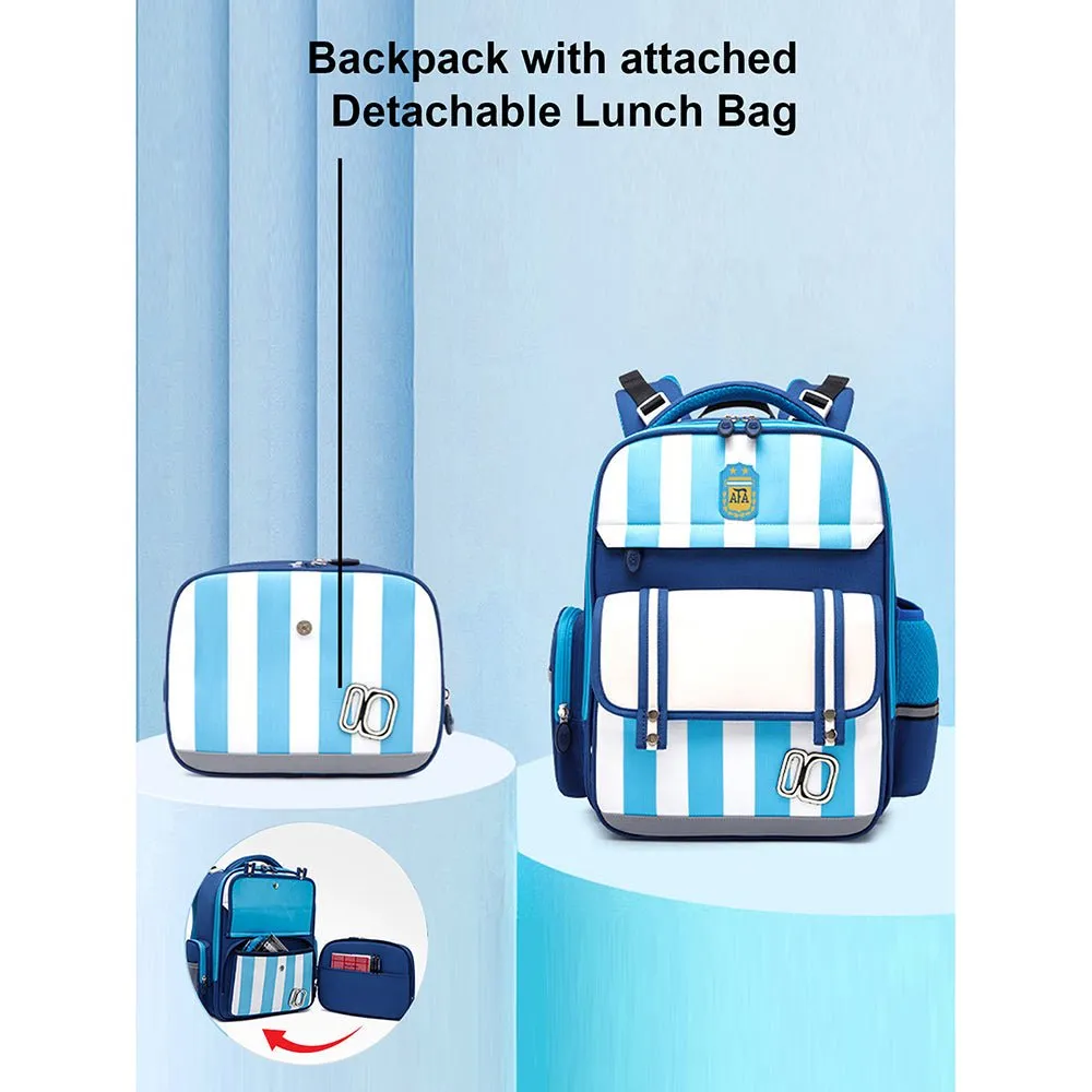 Blue Bold Stripes Insulated Lunchbag  & Ergonomic School Backpack for Kids
