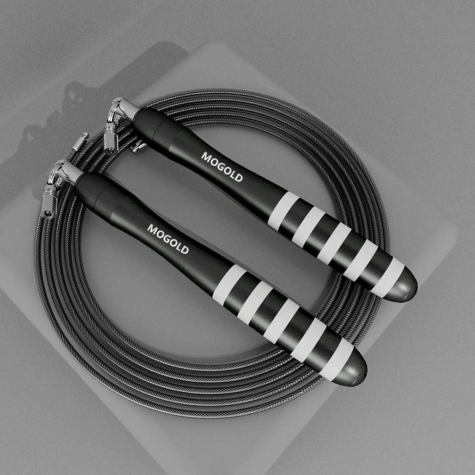 CrossFit Speed Jump Rope  Adjustable Steel Wire Skipping Rope for Home Gym, Weight Loss & Speed Training  3m Durable Aluminum Alloy (Black/Grey)