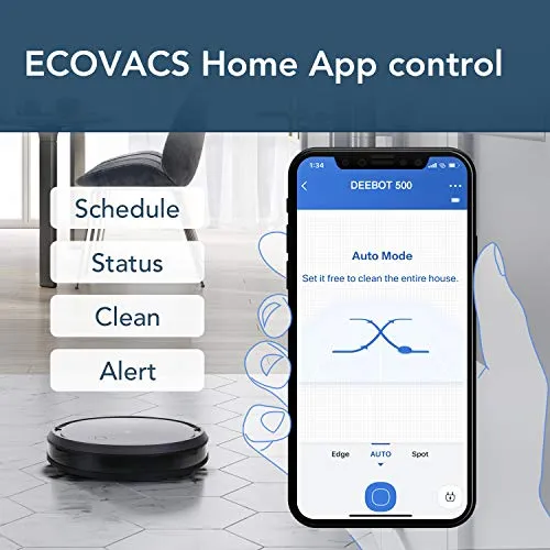 Ecovacs Deebot 500 Robots Vacuum Cleaner Robotic Smart APP Control Max Mode Suction Power 3-Stage Cleaning System Compatible with Alexa