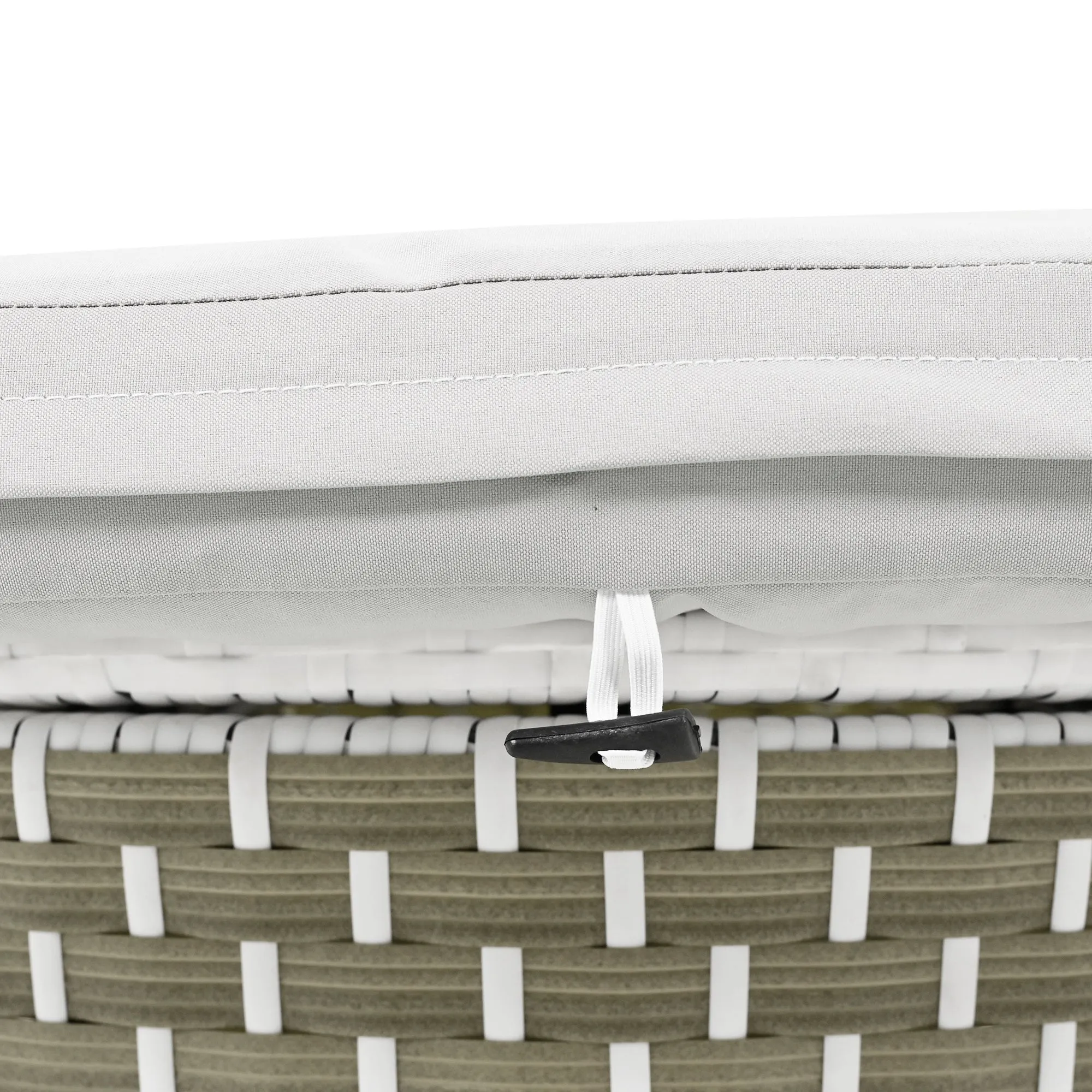 Elecwish Patio Furniture Round Outdoor Sectional Sofa Set Rattan Daybed Two-Tone Weave Sunbed with Retractable Canopy, Separate Seating and Removable Cushion, Gray
