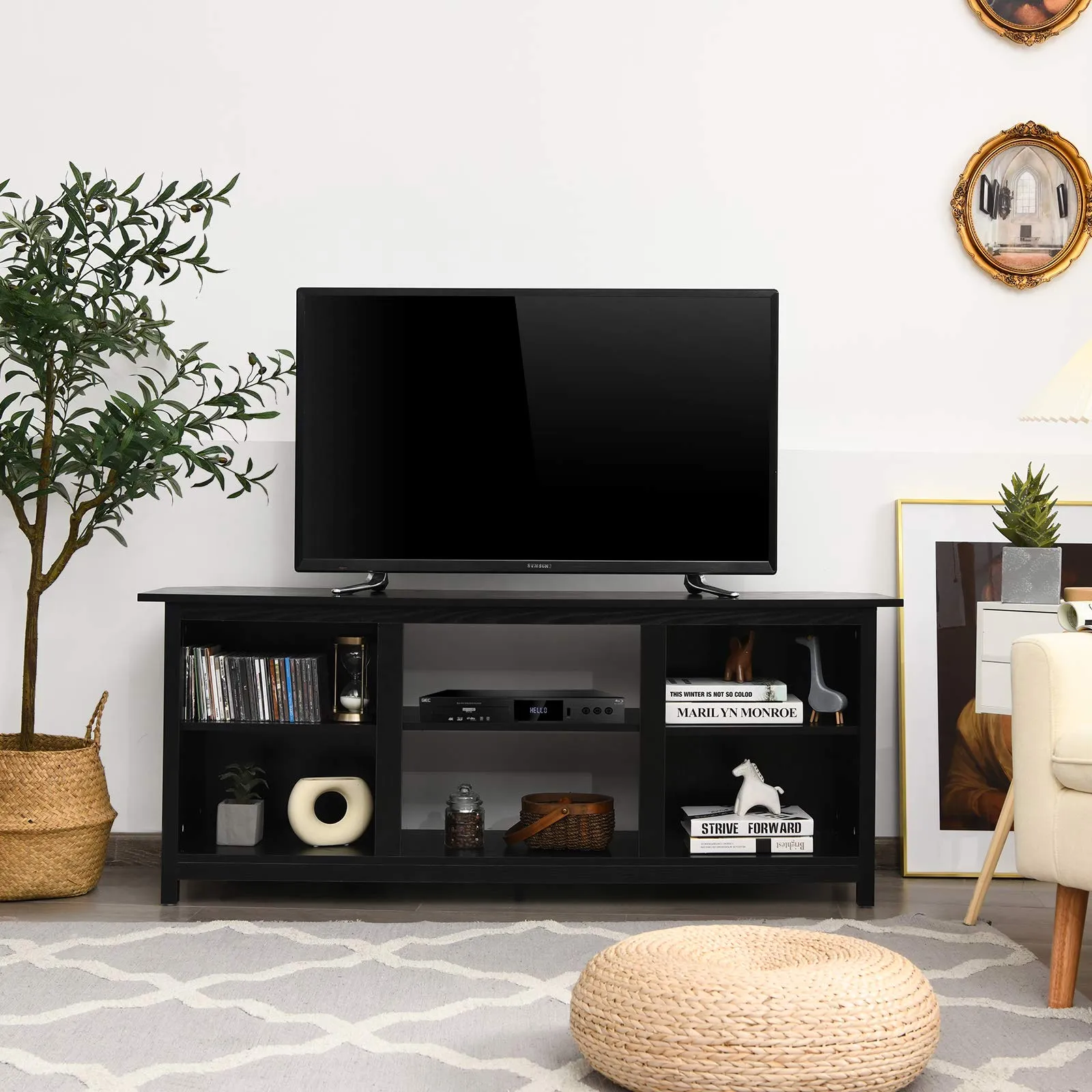Farmhouse Universal TV Stand for TV's up to 65" Flat Screen, Home Living Room Entertainment Center