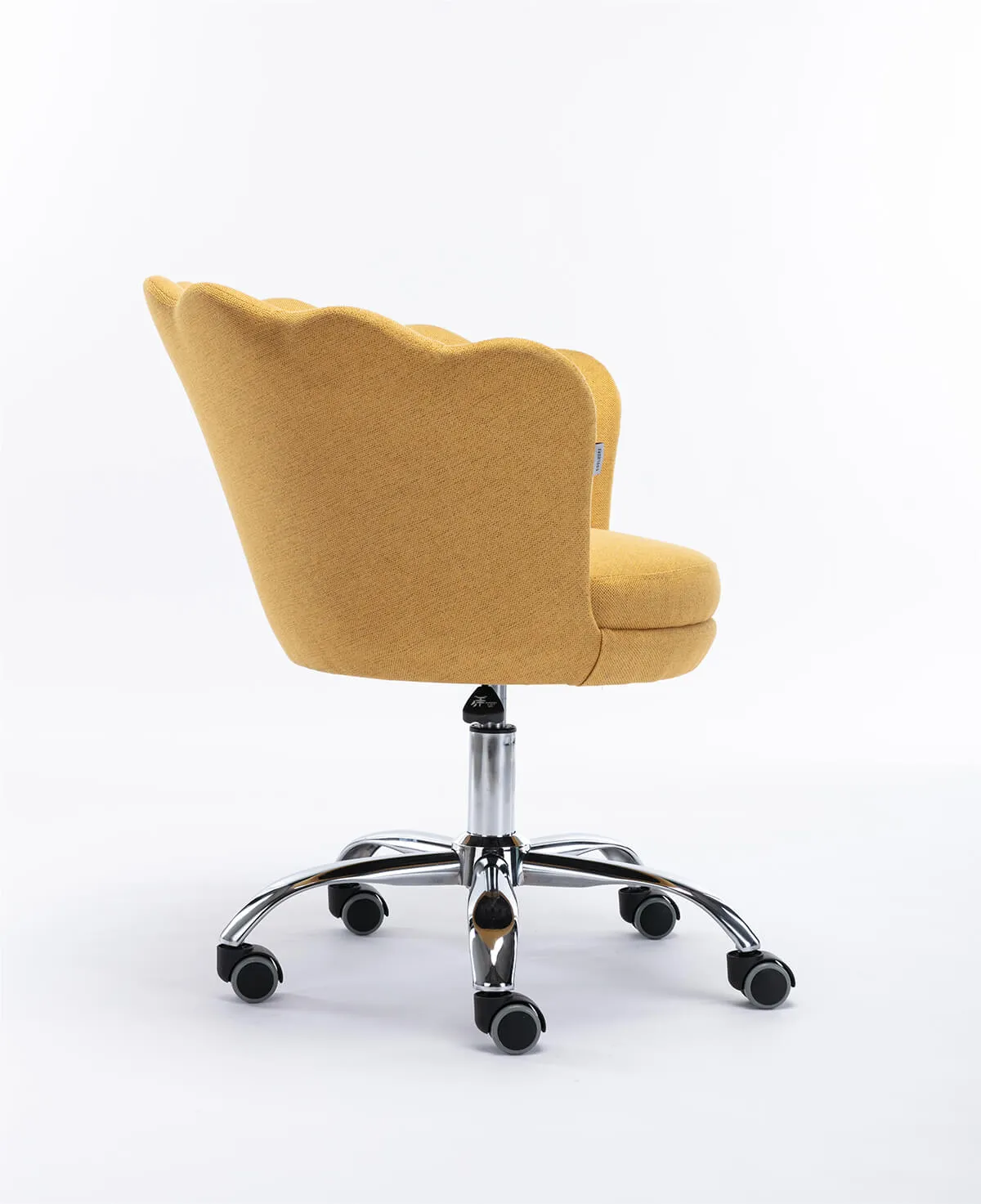 Modern Home Office Chair, Cute Velvet Upholstered Shell Chair Adjustable Swivel Vanity Chair for Women, Yellow
