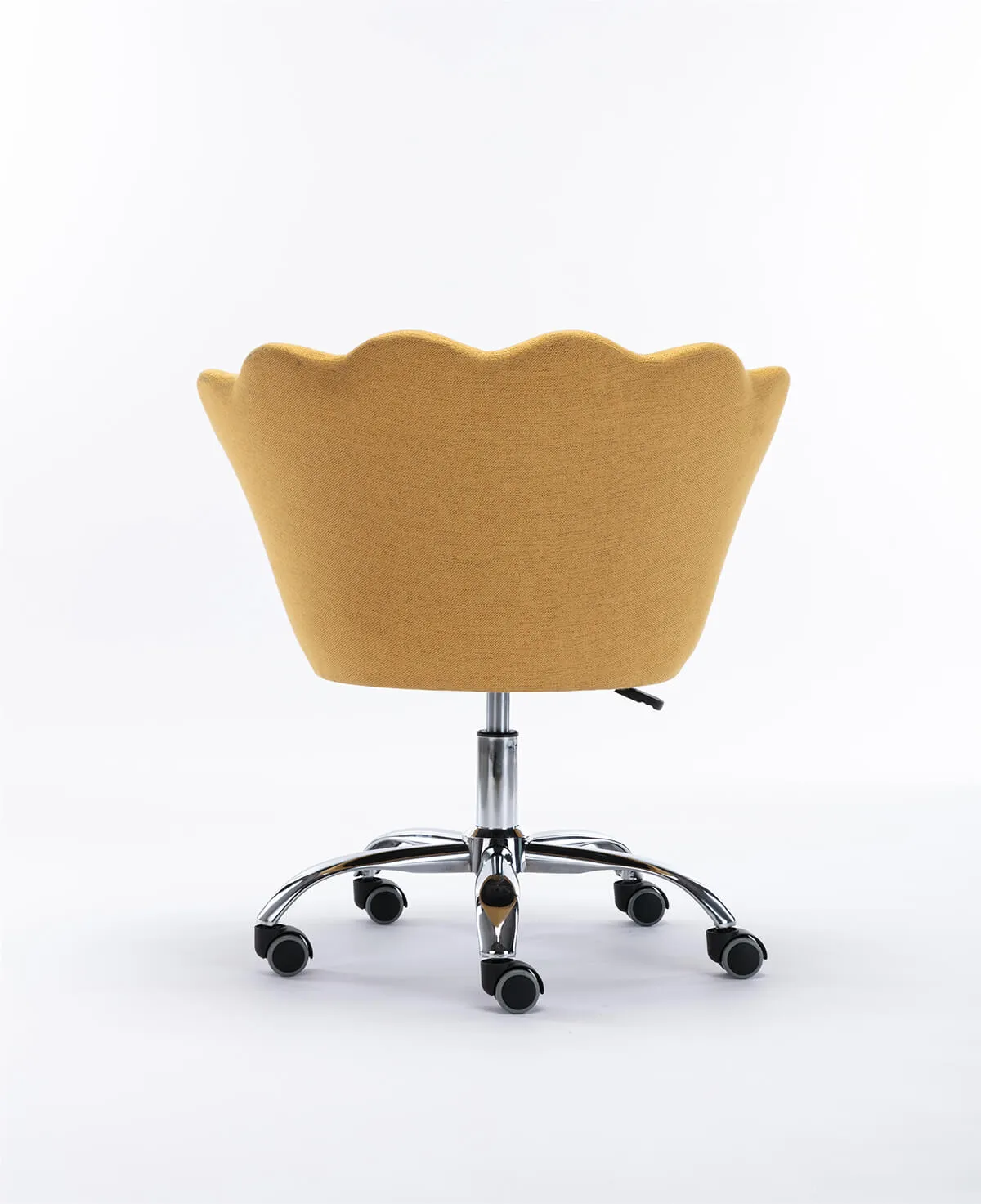 Modern Home Office Chair, Cute Velvet Upholstered Shell Chair Adjustable Swivel Vanity Chair for Women, Yellow