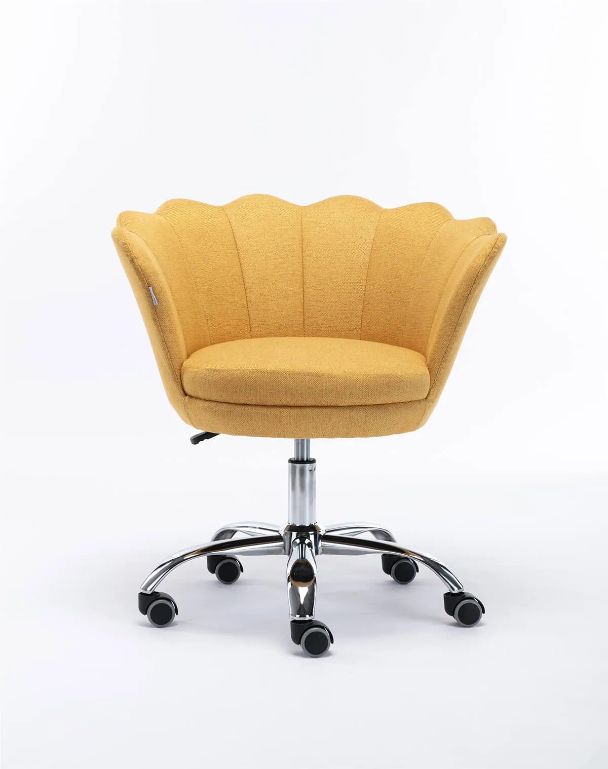 Modern Home Office Chair, Cute Velvet Upholstered Shell Chair Adjustable Swivel Vanity Chair for Women, Yellow
