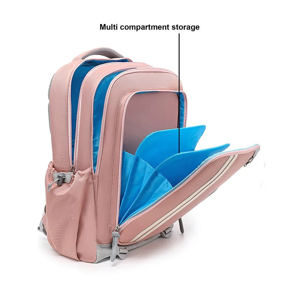 Peach 2 stripes Ergonomic School Backpack for Kids
