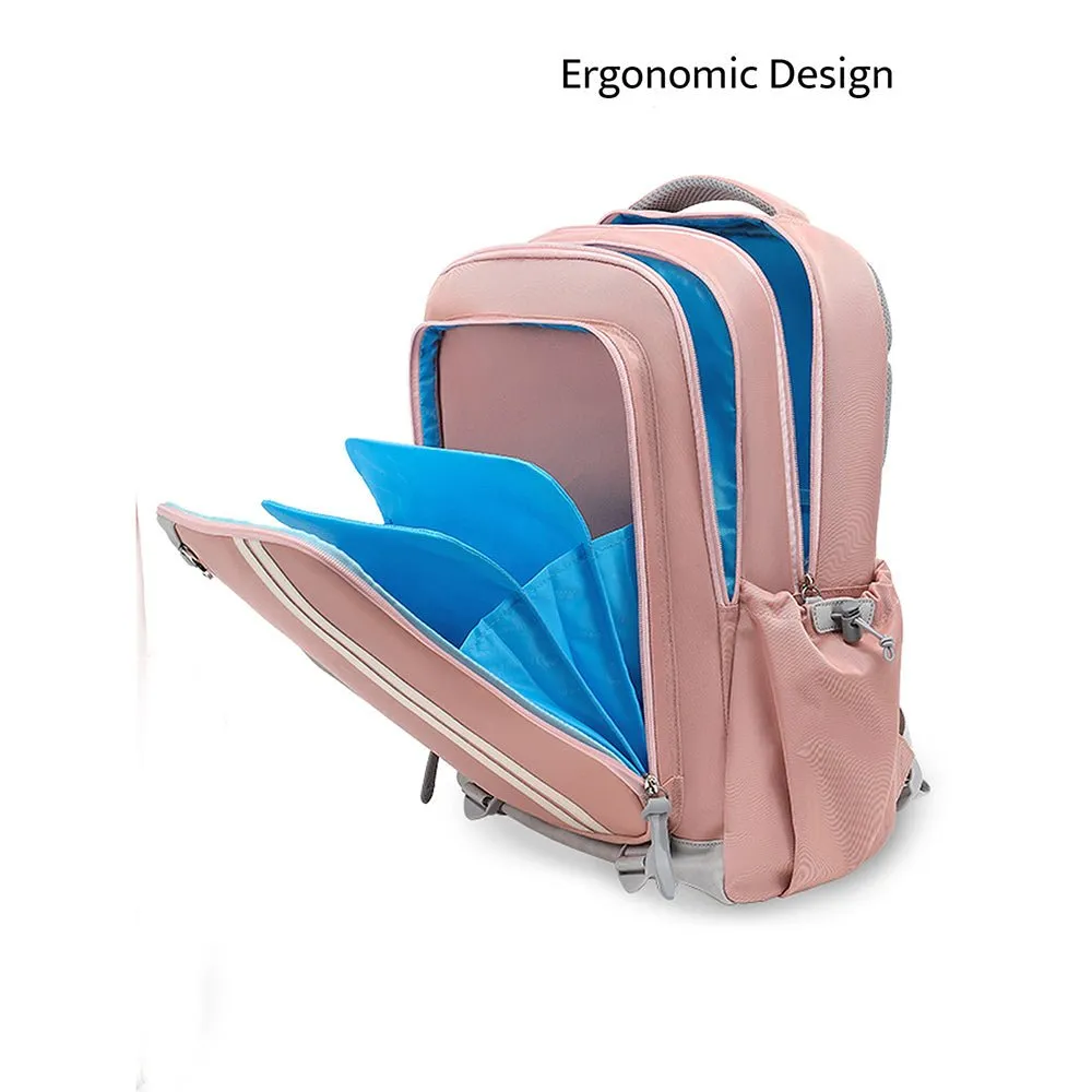 Peach 2 stripes Ergonomic School Backpack for Kids