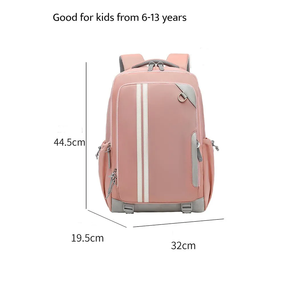 Peach 2 stripes Ergonomic School Backpack for Kids