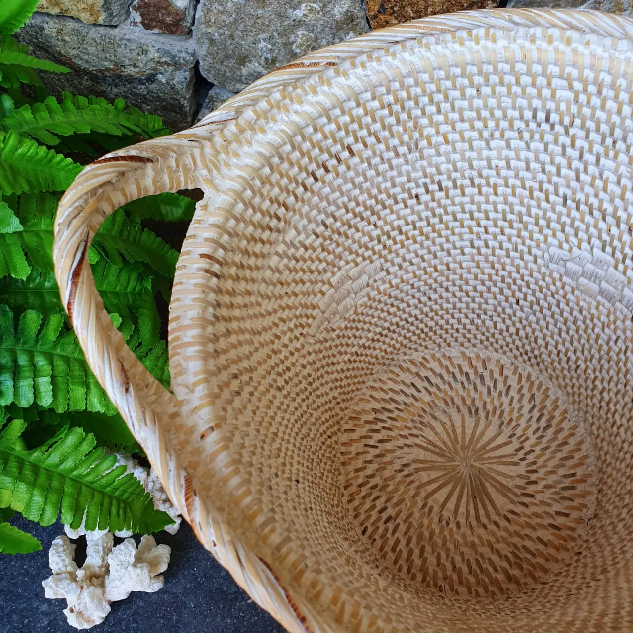 Rubbish Bin Round Rattan Baskets With Handles