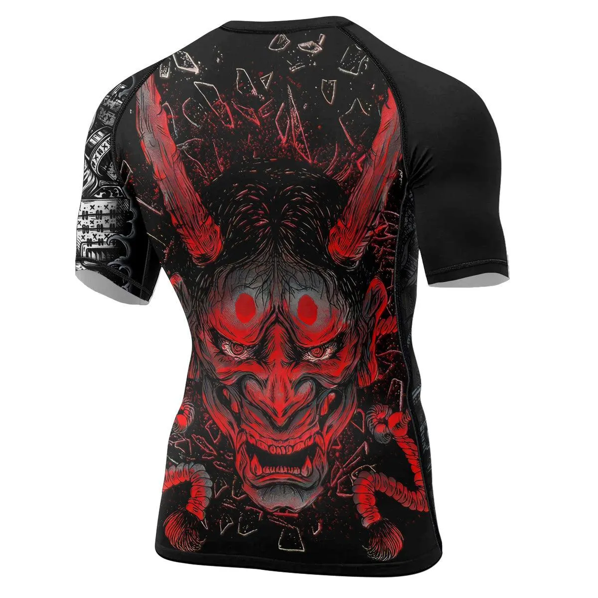 Samurai & Gray Dragon Men's Short Sleeve Rash Guard