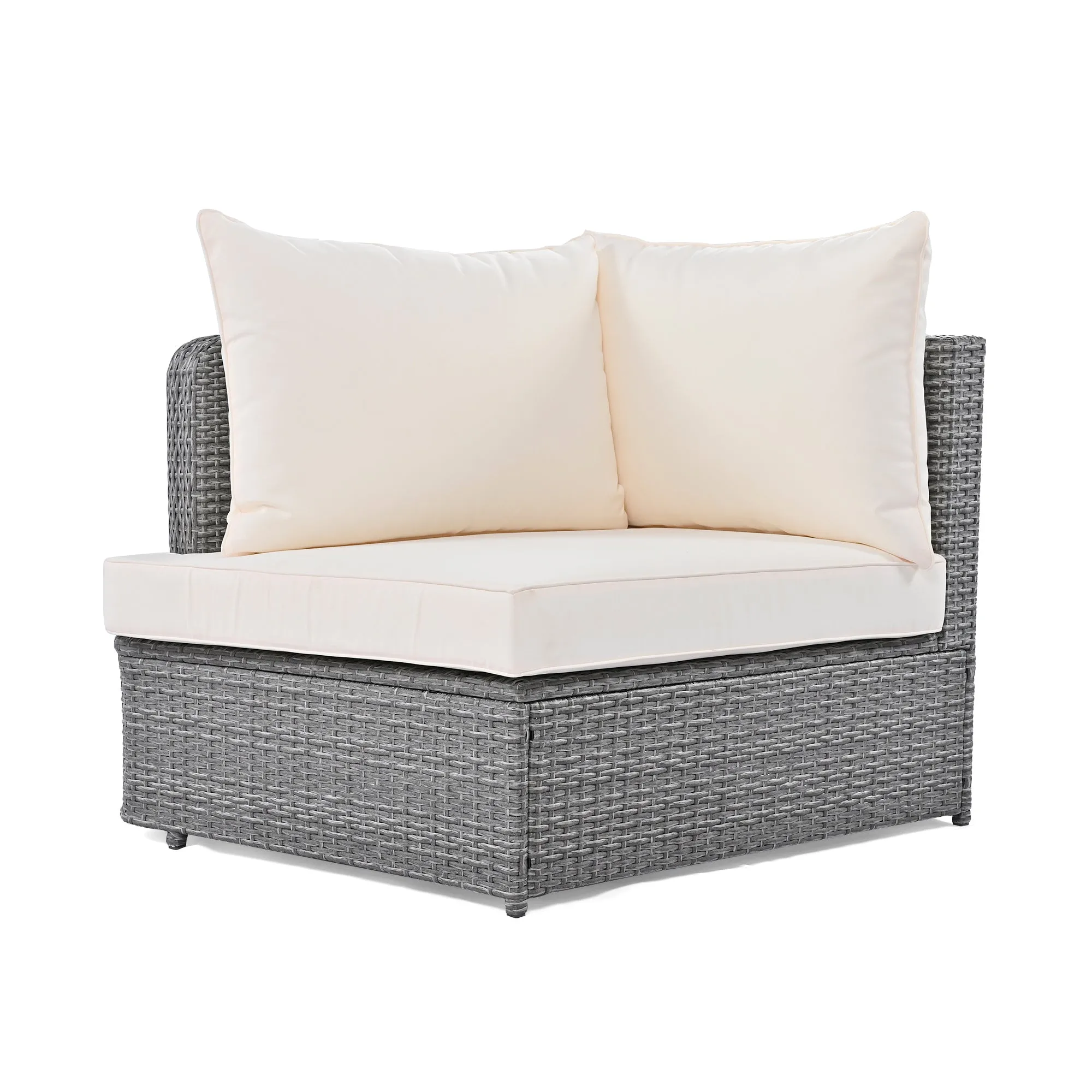 TOPMAX 6-Piece Patio Outdoor Conversation Round Sofa Set, PE Wicker Rattan Separate Seating Group with Coffee Table, Beige
