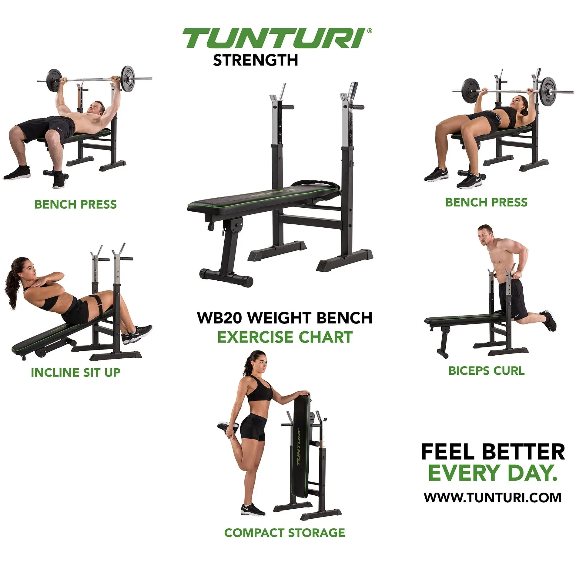 Weight Bench - Tunturi - WB20 - Black